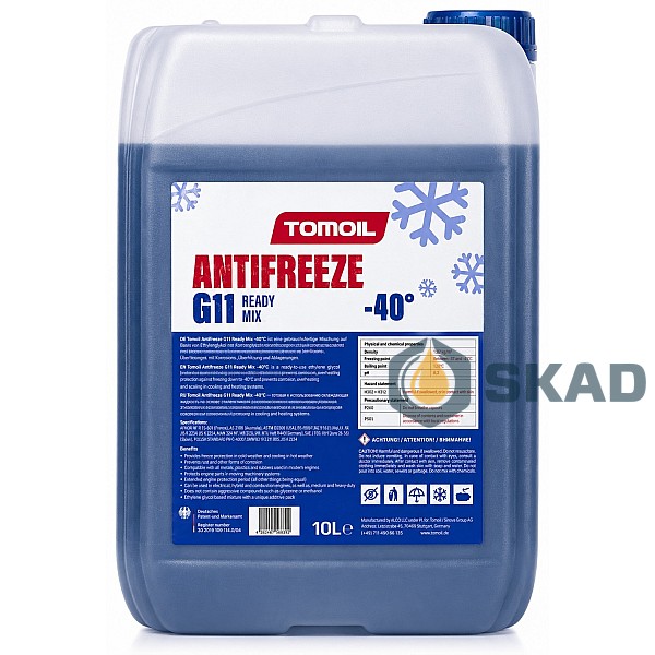 Антифриз Tomoil Antifreeze G11 Ready Mix -40°C (Синий), 10л sng-g11-b10