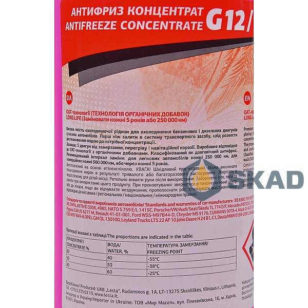 Антифриз ROADWIN G12 концентрат -80C (красный), 1кг C01331