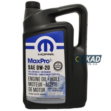 Моторное масло Mopar MaxPro+ SAE 0W-20 Engine Oil SP/GF-6A, 5 л. 68524013AA