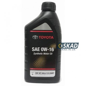 Моторное масло Toyota Synthetic Motor Oil 0W-16, 946 мл. 00279-16QTE