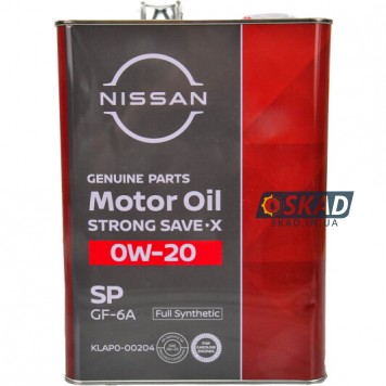 Моторное масло Nissan SP Strong Save X 0W-20 (Japan), 4 л. KLAP0-00204