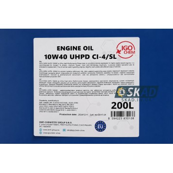 Моторное масло IGOCHEM UHPD CI-4/SL 10W-40, 200л. igm-1040200-1