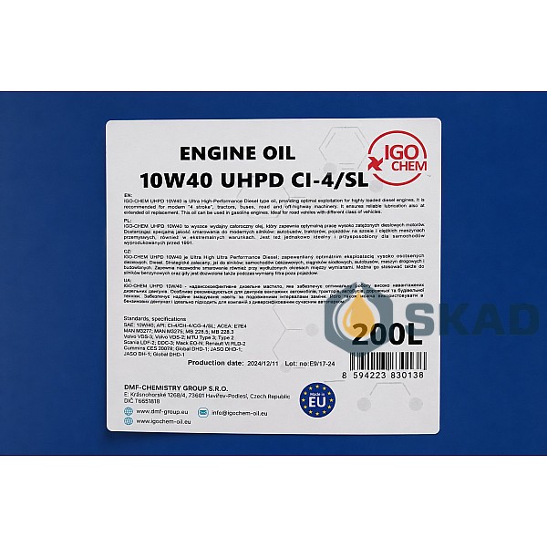 IGOCHEM UHPD CI-4/SL 10W-40, 200л igm-1040200