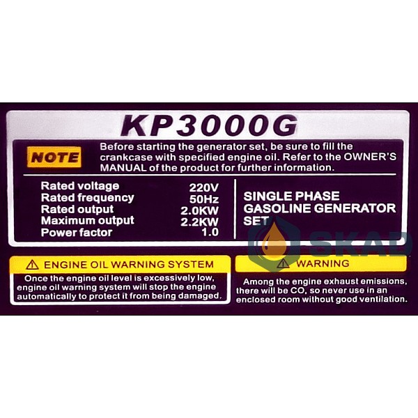 Генератор бензиновый Sayide KP3000G 220V 2.2кВт KP3000G