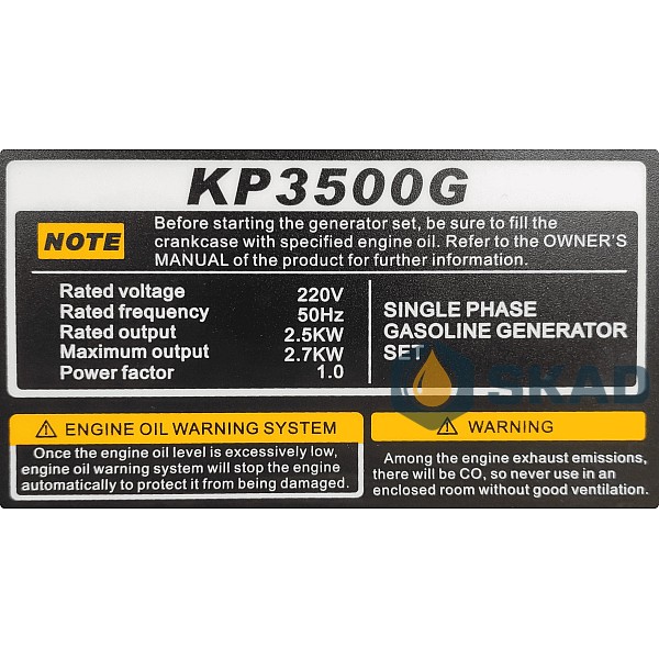 Генератор бензиновый Sayide KP3500G 220V 2.7кВт KP3500G