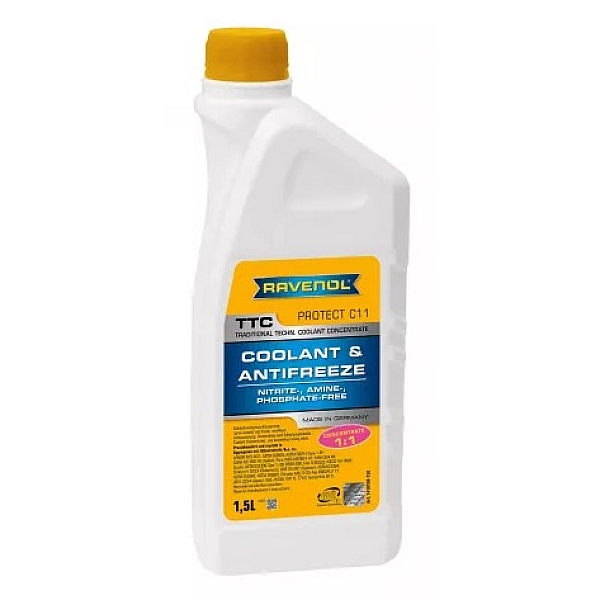 Антифриз RAVENOL G11 концентрат- 75С, 1.5л (желтый) 1410100-150