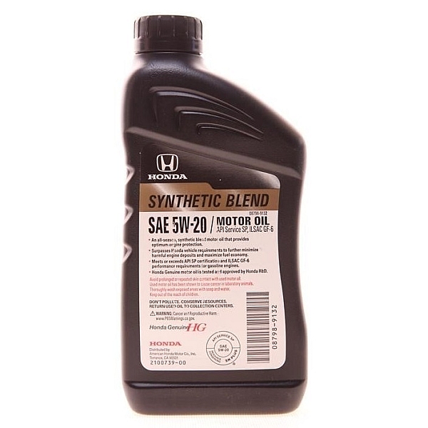 Моторное масло Honda SYNTHETIC BLEND SP/GF-6 5W-20, 946 мл (Japan)