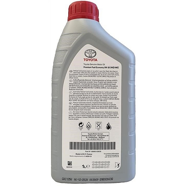 Моторное масло Toyota Premium FE 0W-30 3WZ/4WZ, 1л