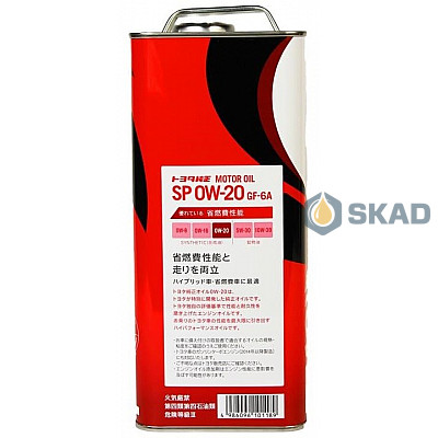 Моторное масло Toyota Synthetic Motor Oil SP/GF6A, 0W-20 (Japan), 4л