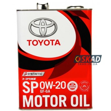 Моторное масло Toyota Synthetic Motor Oil SP/GF6A, 0W-20 (Japan), 4л. 08880-13205