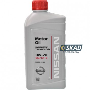 Моторное масло Nissan Motor Oil 0W-20, SN/GF-5, 1 л. KE90090133