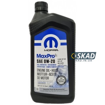 Моторна олива Mopar MaxPro+ SAE 0W-20, 946 мл. 68523994AA